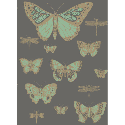 Butterflies & Dragonflies - Green On Char By Cole & Son