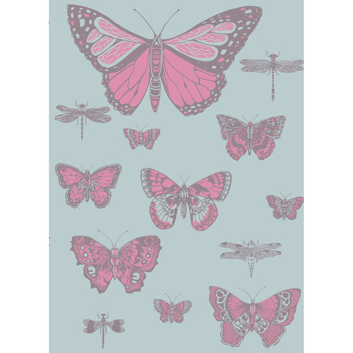 Butterflies & Dragonflies - Pink On Blue By Cole & Son