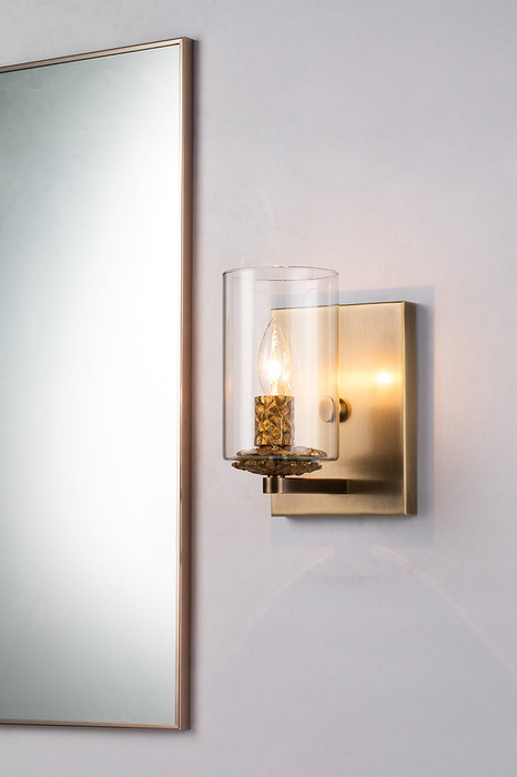 Bolivar 1 Light Bath Bar in Antique Brass by Lucas + McKearn