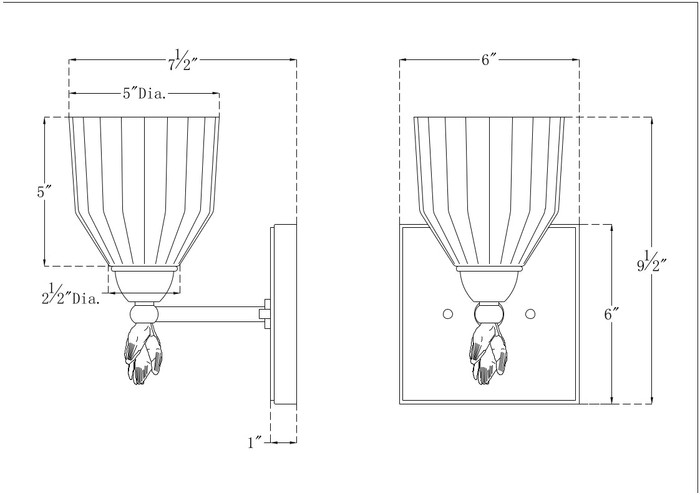 Felice 1 Light Wall Sconce in Polished Chrome with Gold Accents By Lucas + McKearn