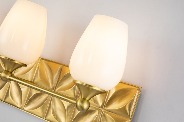 Epsilon 3 Light Bath Bar in Aged Brass By Lucas + McKearn