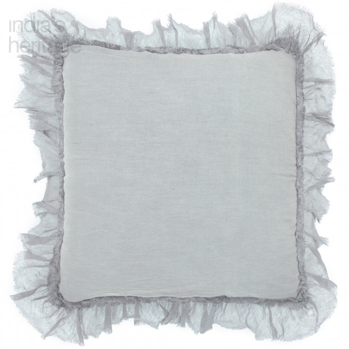 Annabelle Linen Sheer Ruffle Pillow by India's Heritage
