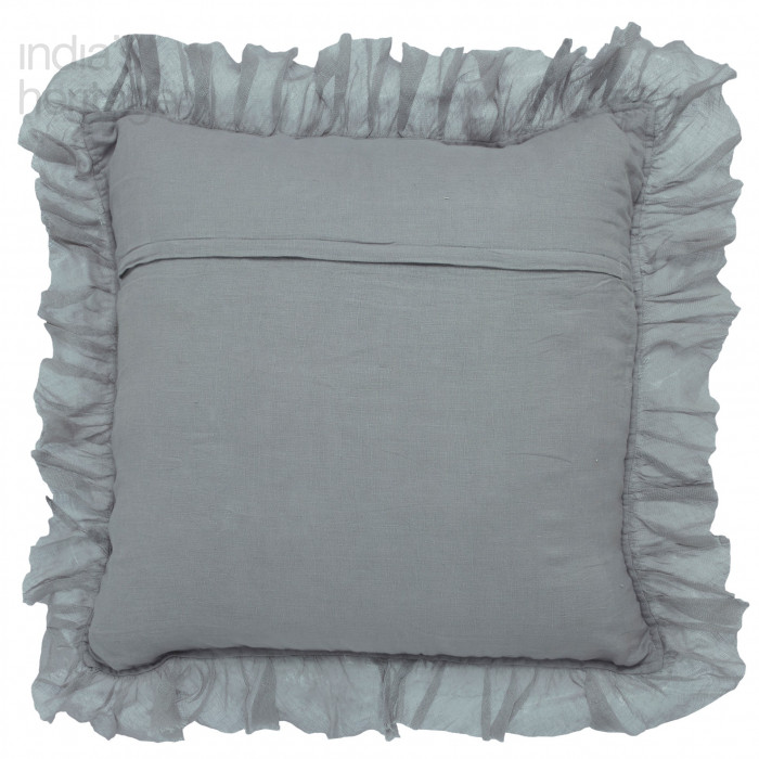 Annabelle Linen Sheer Ruffle Pillow by India's Heritage