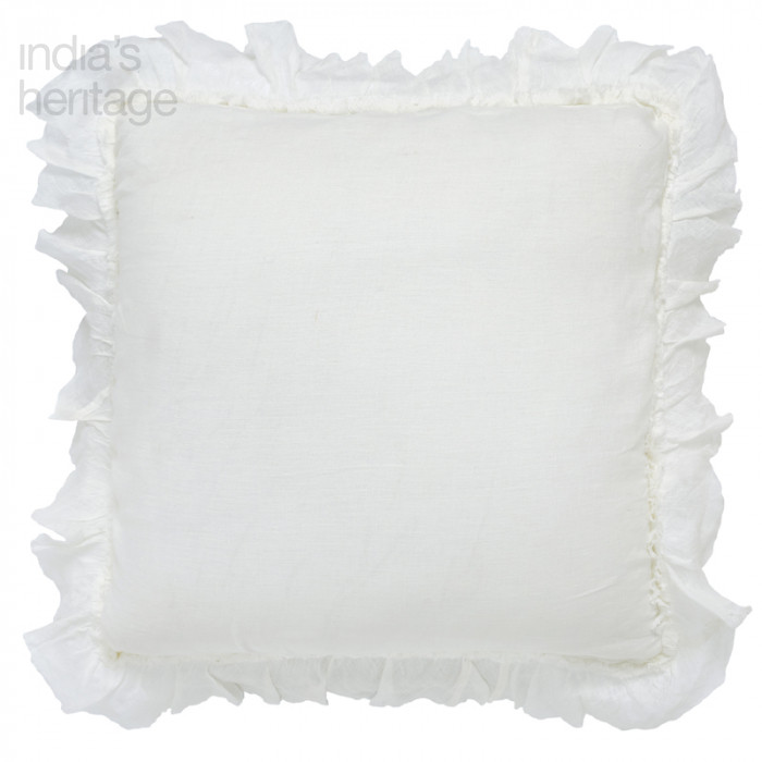 Annabelle Linen Sheer Ruffle Pillow by India's Heritage