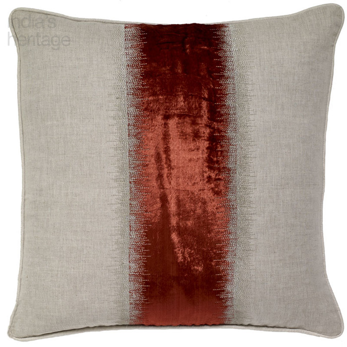 Ellora Casa by India's Heritage Marsala Royalty Linen Pillow