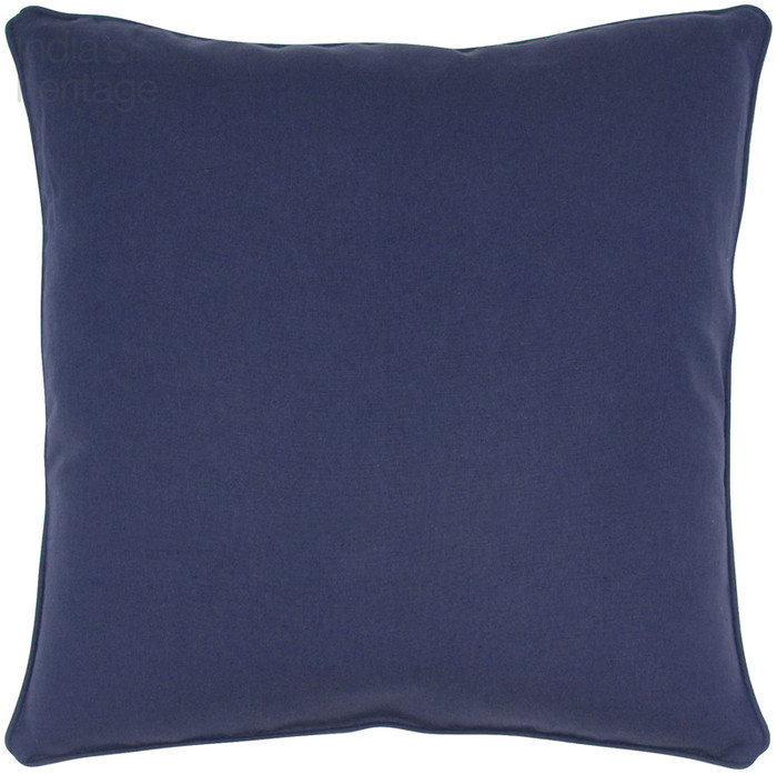 Ellora Casa by India's Heritage Navy Kendall Linen Cotton Pillow