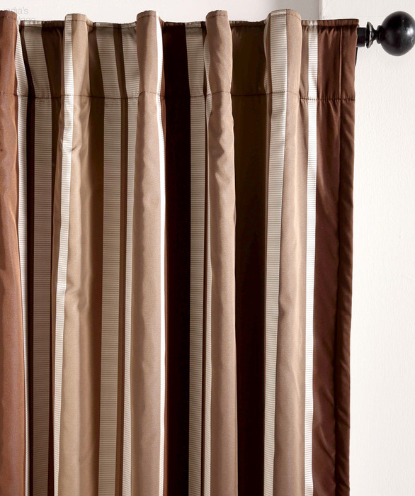 Emory Striped Faux Silk Curtain in Cocoa Brown by Ellora Casa by India's Heritage