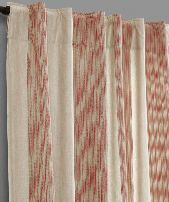Hampton Cotton Stripes Curtain in Coral by Ellora Casa by India's Heritage