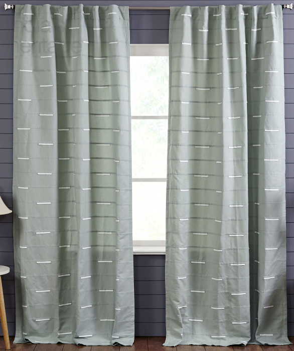 Westwood Linen Cotton Applique Curtain in Iceblue by Ellora Casa by India's Heritage
