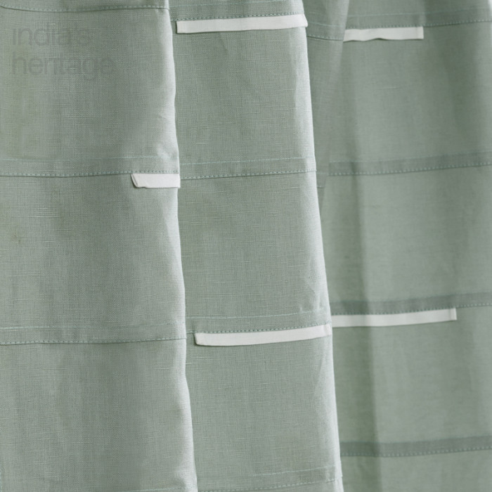 Westwood Linen Cotton Applique Curtain in Iceblue by Ellora Casa by India's Heritage