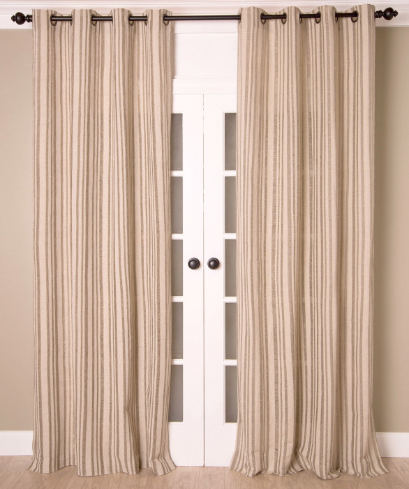 Laguna Linen Stripe Curtain in Natural Ecru by Ellora Casa by India's Heritage