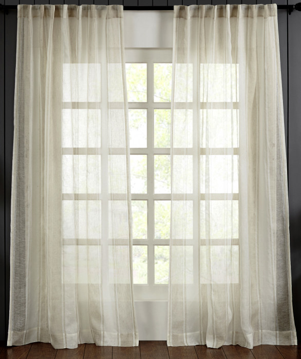 Lurex Linen Striped Sheer in Ecru by Ellora Casa by India's Heritage