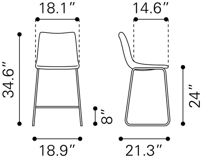 Zuo Modern - Smart Counter Stool Charcoal