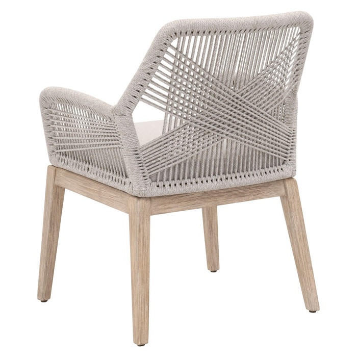 Essentials For Living - Loom Dining Arm Chair in Taupe & White Flat Rope, Performance Pumice, Natural Gray Mahogany (Set of 2)