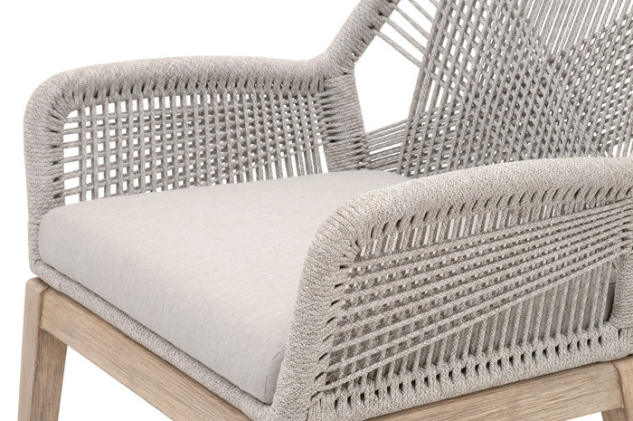 Essentials For Living - Loom Dining Arm Chair in Taupe & White Flat Rope, Performance Pumice, Natural Gray Mahogany (Set of 2)