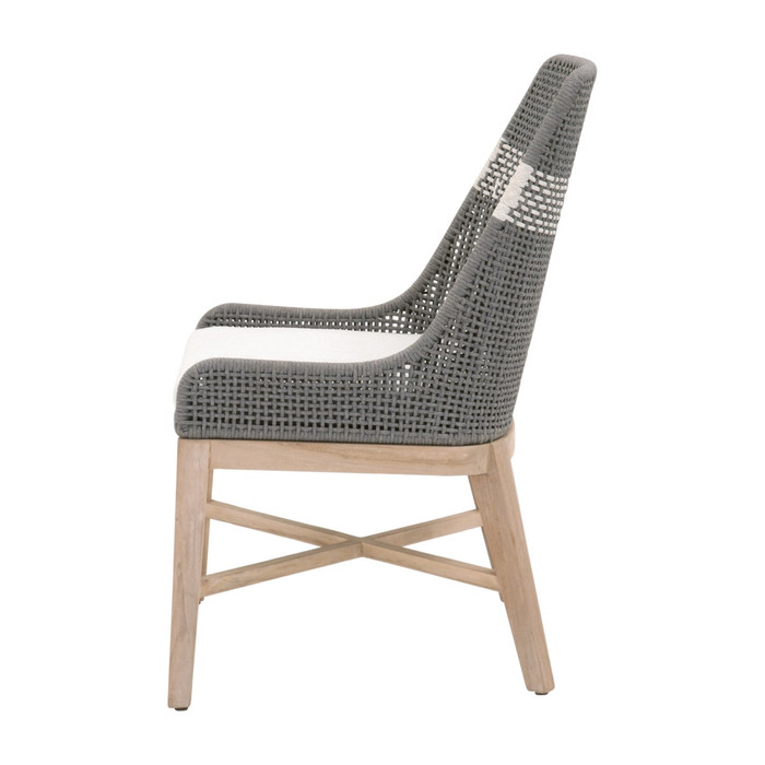 Essentials For Living - Tapestry Outdoor Dining Chair in Dove Flat Rope, White Speckle Stripe, Performance White Speckle, Gray Teak