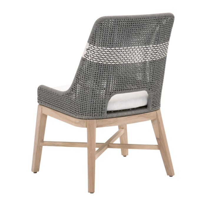 Essentials For Living - Tapestry Outdoor Dining Chair in Dove Flat Rope, White Speckle Stripe, Performance White Speckle, Gray Teak