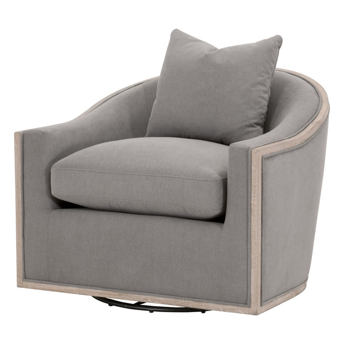 Essentials For Living - Paxton Swivel Club Chair in LiveSmart Peyton Slate, Natural Gray Oak