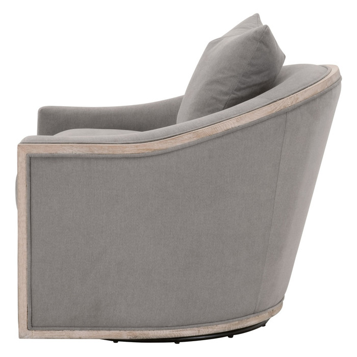 Essentials For Living - Paxton Swivel Club Chair in LiveSmart Peyton Slate, Natural Gray Oak