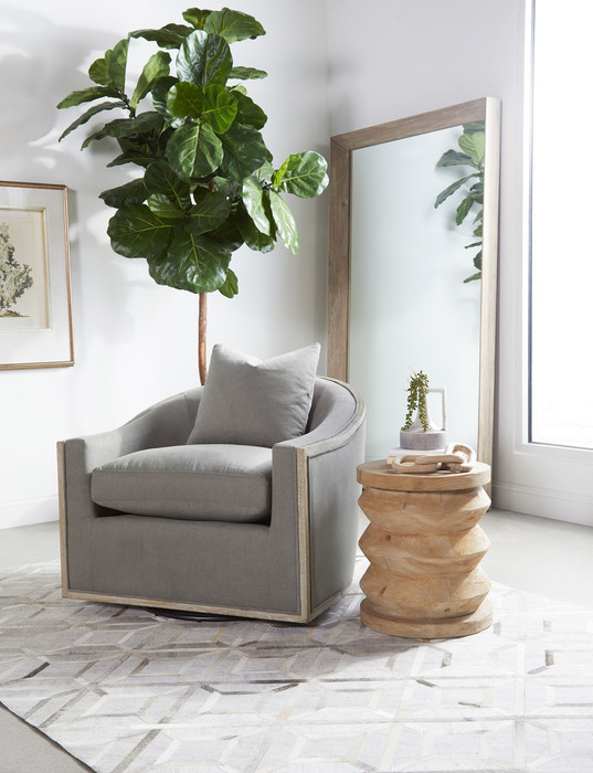 Essentials For Living - Paxton Swivel Club Chair in LiveSmart Peyton Slate, Natural Gray Oak