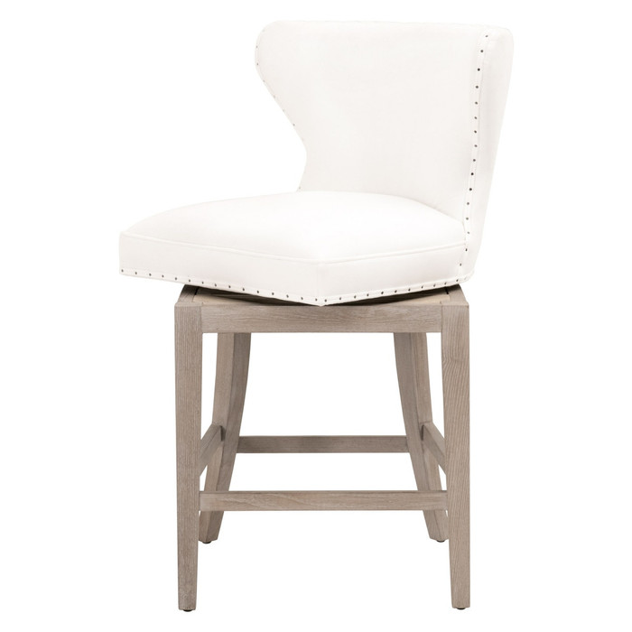 Essentials For Living Milton Swivel Counter Stool in LiveSmart Peyton Pearl, Natural Gray Ash (Set of 2)