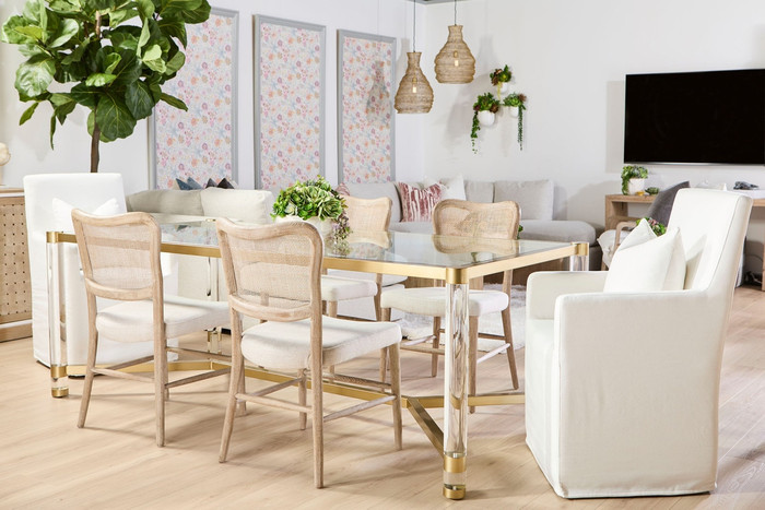 Essentials For Living Cela Dining Chair in Bisque, Natural Gray Oak, Natural Gray Cane