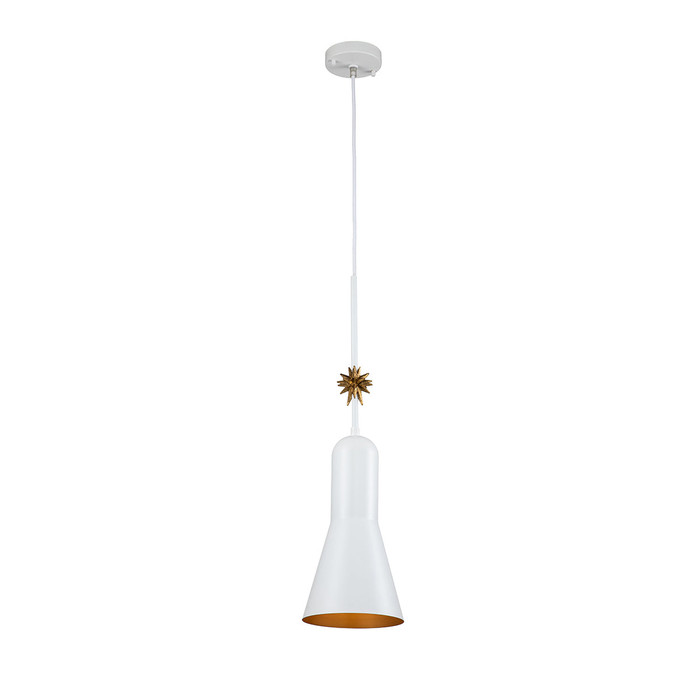 Lucas + McKearn Etoile Large 1 Light Pendant in White with Gilded Star and Gold Interior Shade
