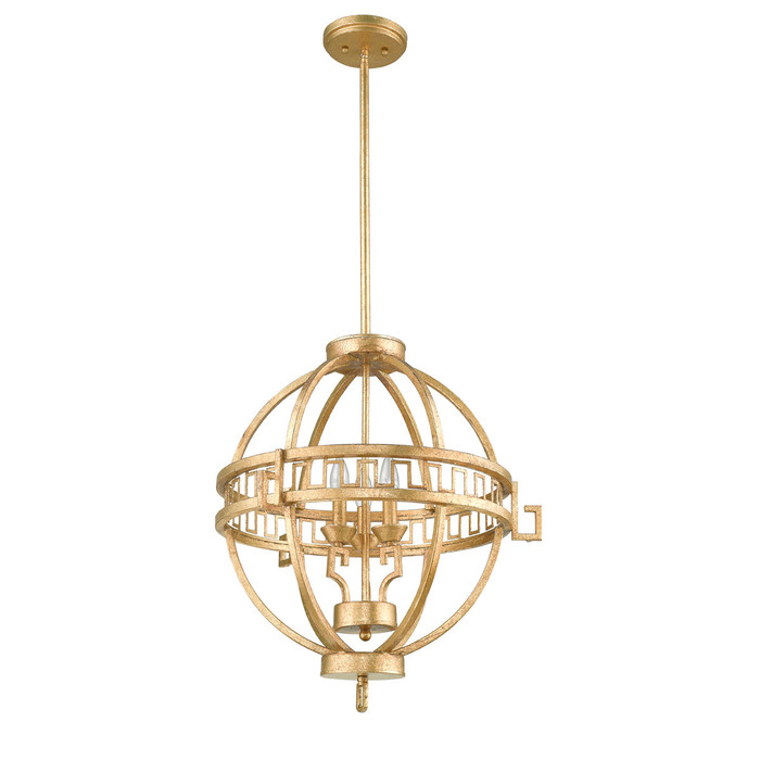 Lemuria 3 Light Globe Pendant in Rich Gold Patina By Lucas + McKearn