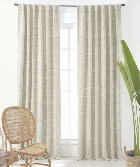 Chambers Linen Cotton Curtain in Ivory by Ellora Casa by India's Heritage