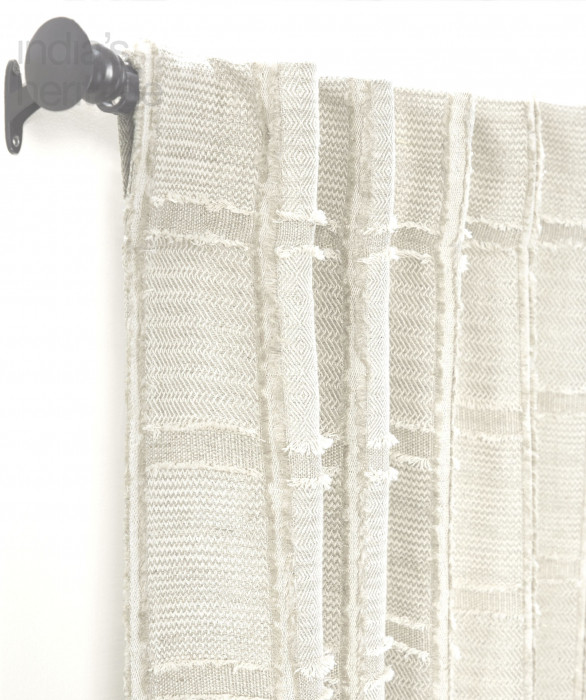 Chambers Linen Cotton Curtain in Ivory by Ellora Casa by India's Heritage