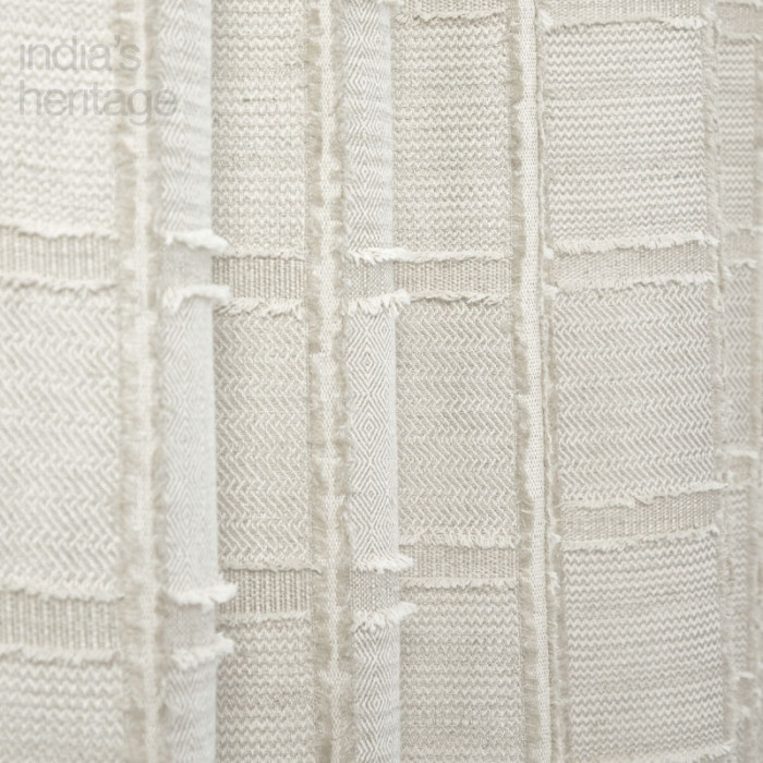 Chambers Linen Cotton Curtain in Ivory by Ellora Casa by India's Heritage