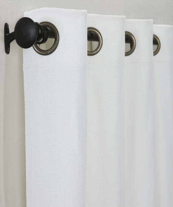 Basket Weave Grommet Curtain in White by Ellora Casa by India's Heritage