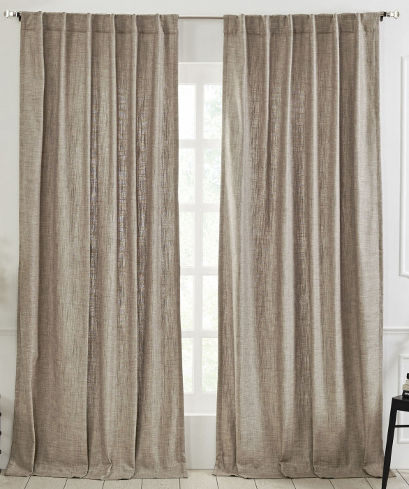 Classic Faux Silk Curtain in Brown by Ellora Casa by India's Heritage