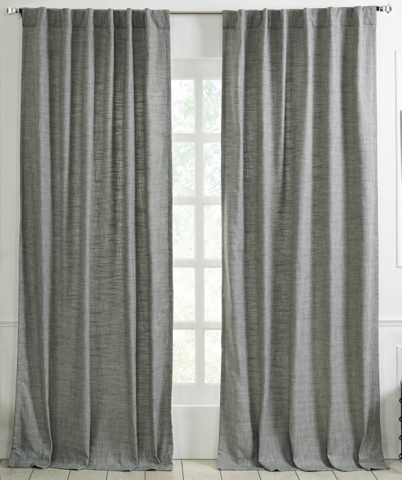 Classic Faux Silk Curtain in Grey by Ellora Casa by India's Heritage