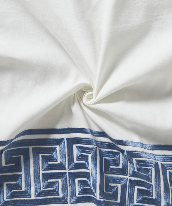 Hallmark Linen Embroidery Curtain Ivory Navy by Ellora Casa by India's Heritage