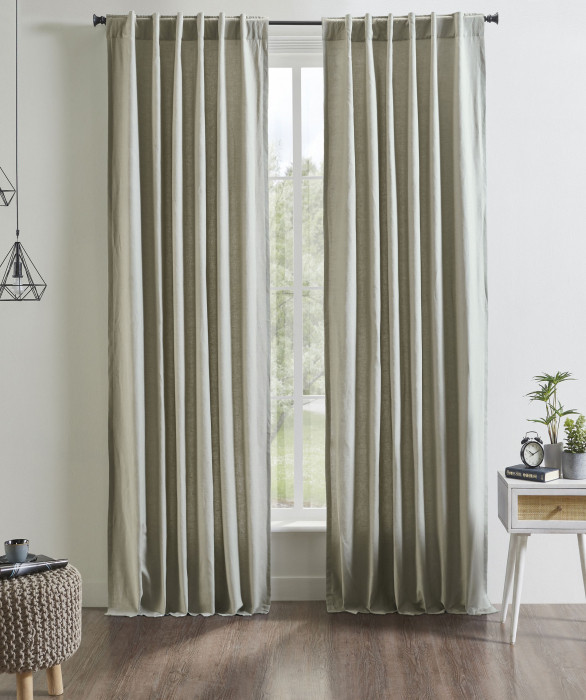 Kendall Linen Cotton Curtain in Fog by Ellora Casa by India's Heritage