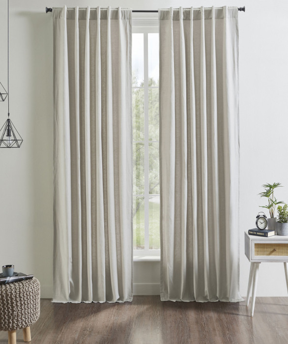 Kendall Linen Cotton Curtain in Natural by Ellora Casa by India's Heritage