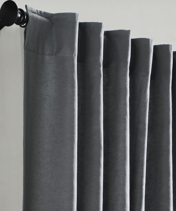 Kendall Linen Cotton Curtain in Pewter by Ellora Casa by India's Heritage