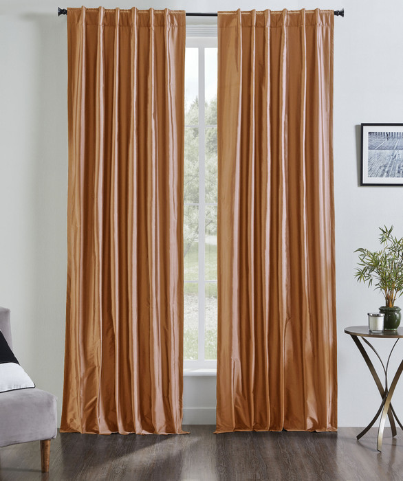 Valencia Faux Silk Taffeta Curtain in Orange by Ellora Casa by India's Heritage