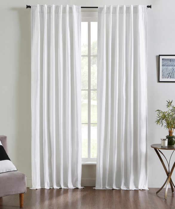 Valencia Faux Silk Taffeta Curtain in White by Ellora Casa by India's Heritage