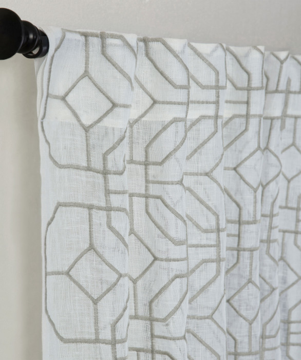 Illusion Embroidered Linen Sheer in Grey by Ellora Casa by India's Heritage