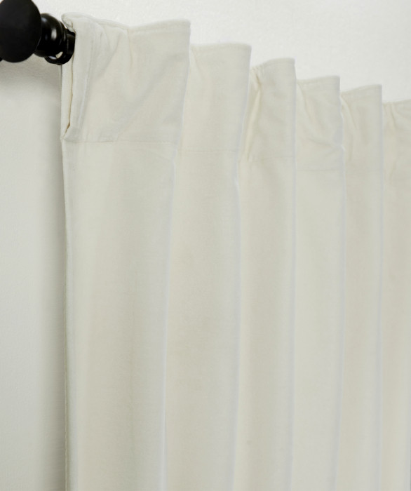 Stella Plush Cotton Velvet Curtain in Ivory by Ellora Casa by India's Heritage