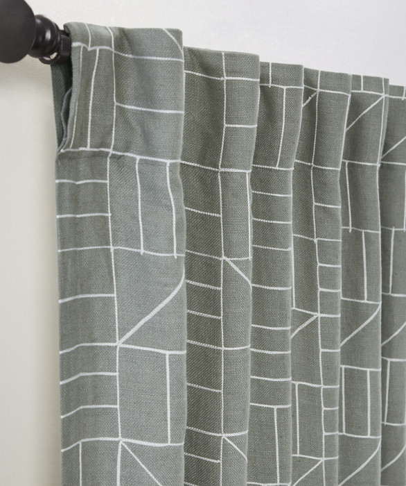 Modern Abstract Design Linen Curtain in Grey by Ellora Casa by India's Heritage