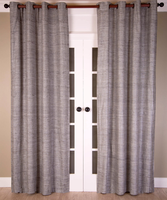Raw Silk Curtain in Grey by Ellora Casa by India's Heritage