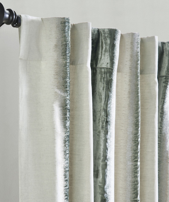 Royalty Linen Velvet Striped Curtain in Surfspa by Ellora Casa by India's Heritage