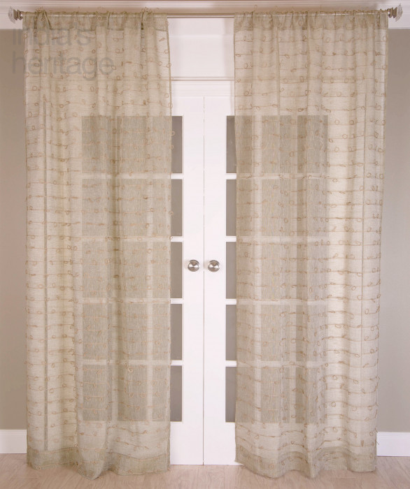 Sandy Knot Sheer with Jute Knots Curtain in Natural by Ellora Casa by India's Heritage