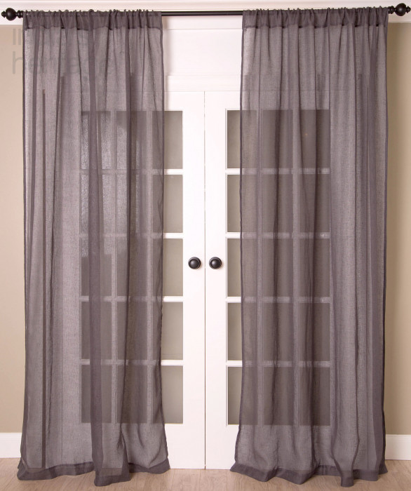 Superior Linen Sheer Curtain in Pewter by Ellora Casa by India's Heritage