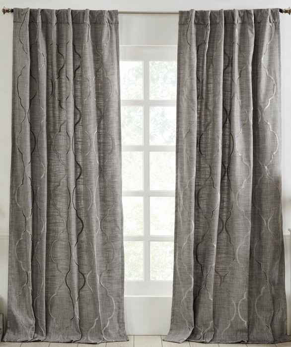Cordoba Textured Linen Curtain in Grey by Ellora Casa by India's Heritage