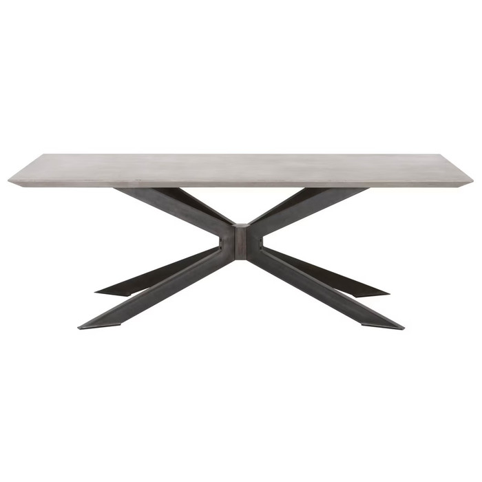 Essentials For Living - Industry Rectangle Dining Table in Ash Gray Concrete, Distressed Black Iron