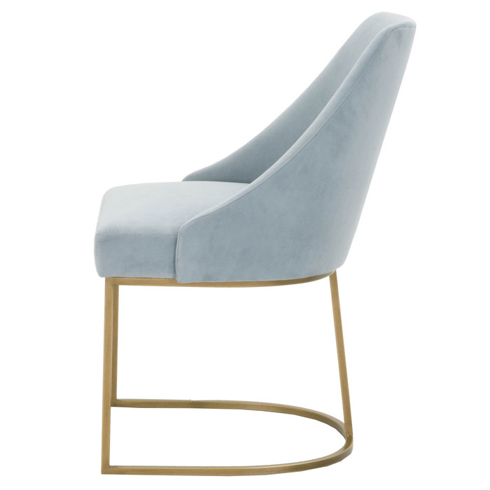 Essentials For Living Parissa Dining Chair in Coastal Velvet, Brushed Gold (Set of 2)